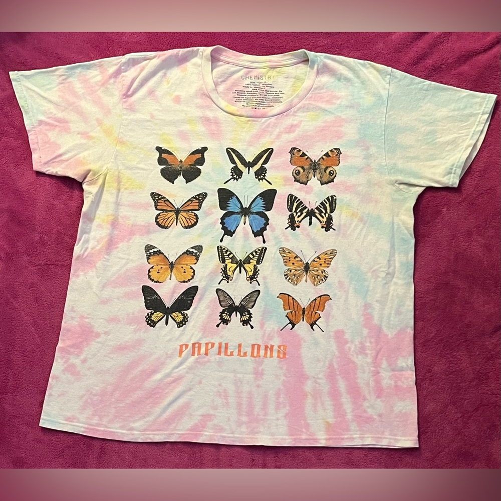 Chemistry Butterflies/Papillons Tie Dye T-Shirt, Size:XL